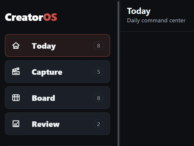 CreatorOS interface screenshot